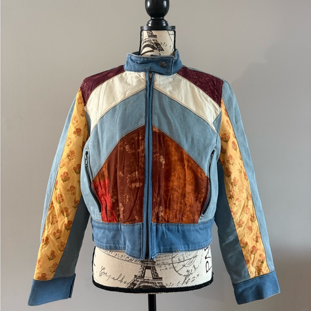 Free People Multicolor Patchwork Bomber Jacket - image 4